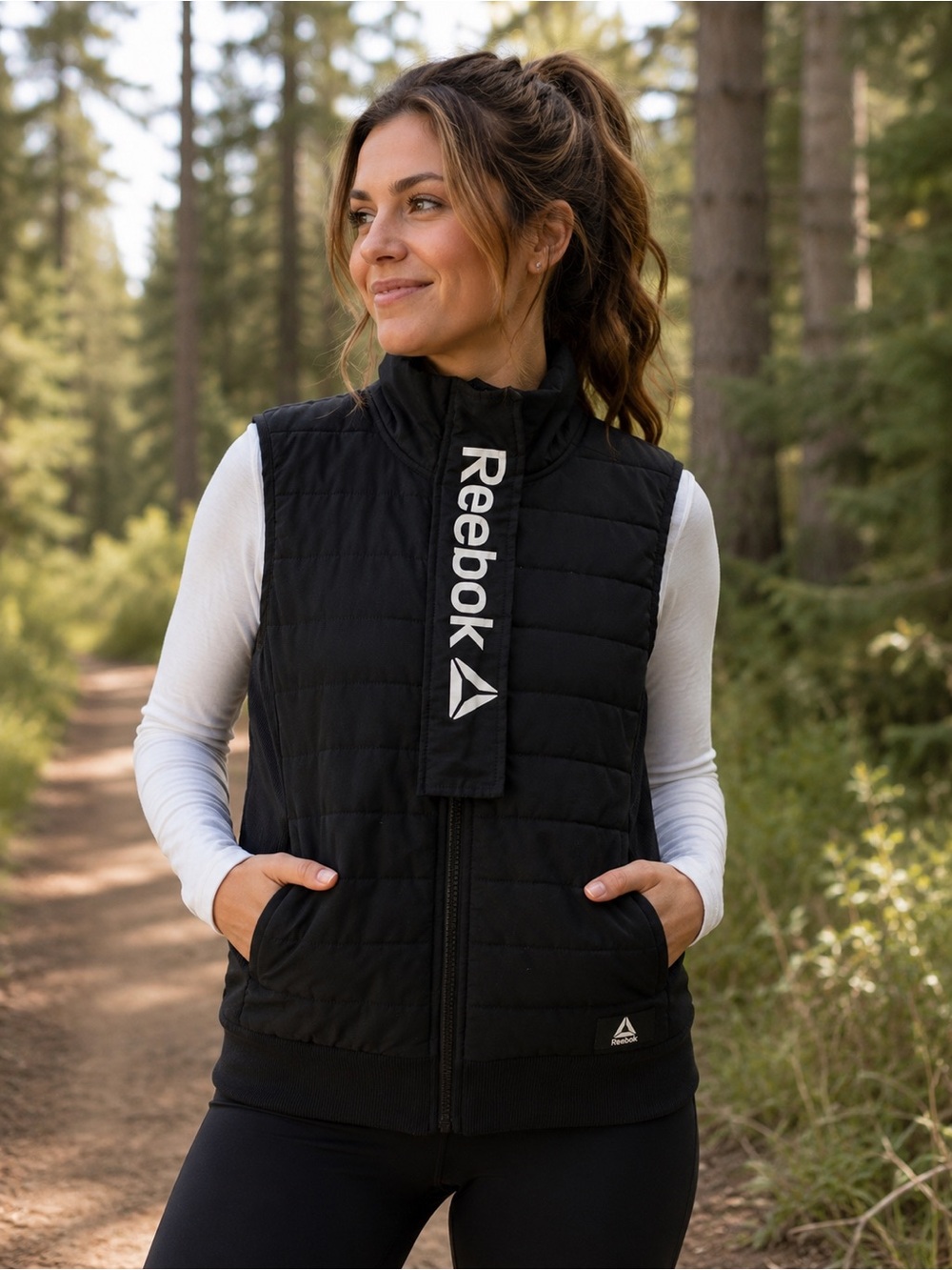 Reebok Black Quilted Lightweight Vest Women’s XS Full Zip Activewear